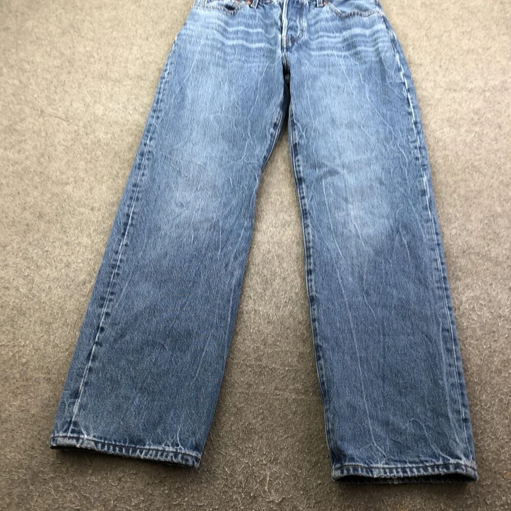 Levis 501 90s Jeans Womens 28 Blue Medium Wash High Rise Relaxed Straight - Picture 2 of 12